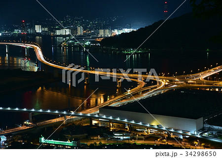 夜景 黄金山から仁保jct 夜景 黄金山から仁保jct 34298650