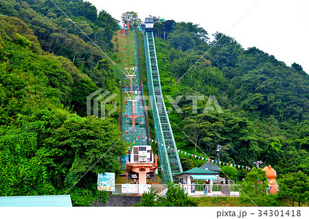 三方五湖レインボーライン 山頂公園のケーブルカーとリフト ２ の写真素材