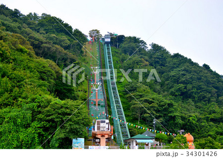 三方五湖レインボーライン 山頂公園のケーブルカーとリフト ６ の写真素材