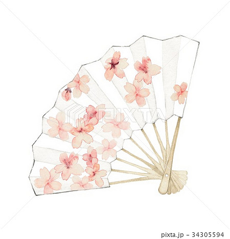 扇子 桜のイラスト素材
