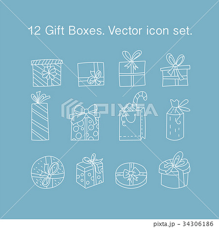 Gift boxes with ribbons in various shapes 34306186