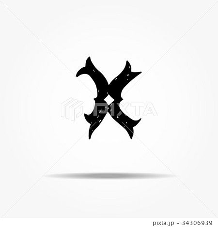 Antique letter X. Vintage hand drawn gothic font 34306939
