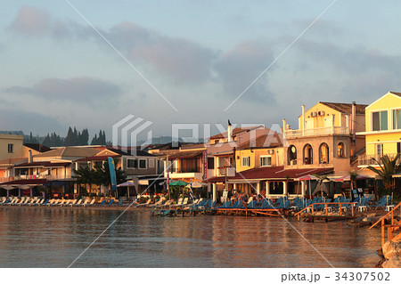 Messonghi beach from the sea, Corfu. Greece 34307502