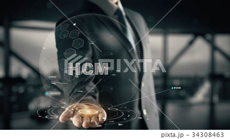 HCM with hologram businessman concept 34308463