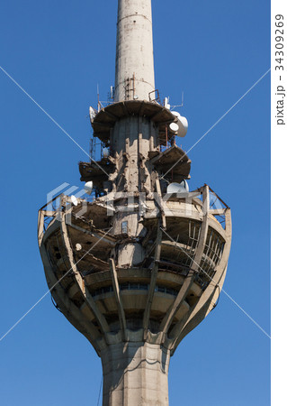 Destroyed television tower in Serbia Destroyed television tower in Serbia 34309269