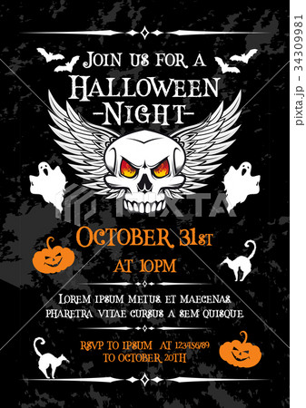 Halloween night party banner for october holiday 34309981