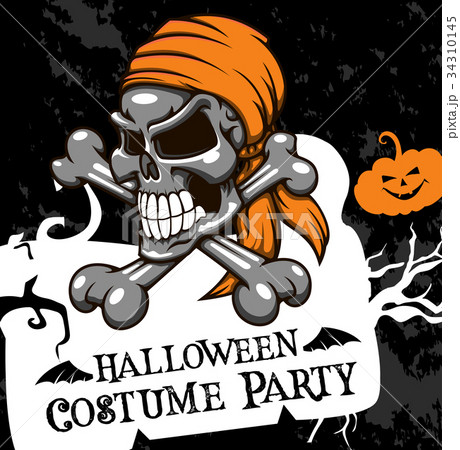 Halloween vector poster costume party skull 34310145