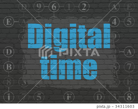 Timeline concept: Digital Time on wall background 34311603