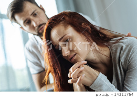 Moody upset woman being stressed out 34311764