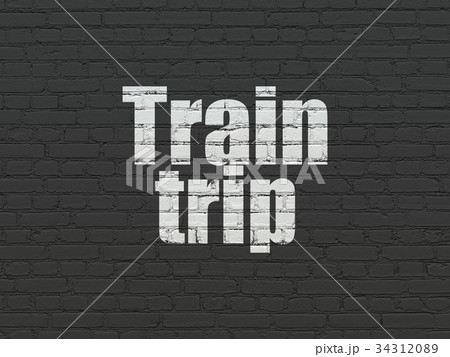 Travel concept: Train Trip on wall background Travel concept: Train Trip on wall background 34312089