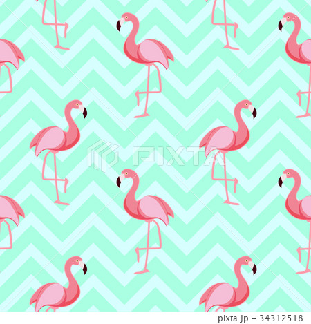 Cute Retro Seamless Flamingo Pattern Background 34312518