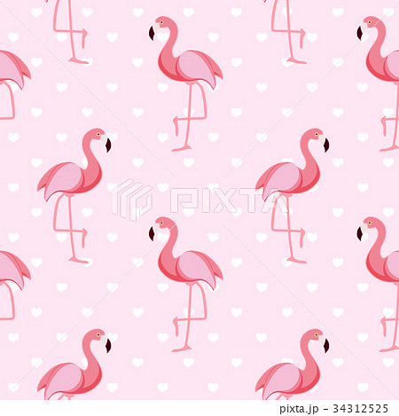 Cute Retro Seamless Flamingo Pattern Background 34312525