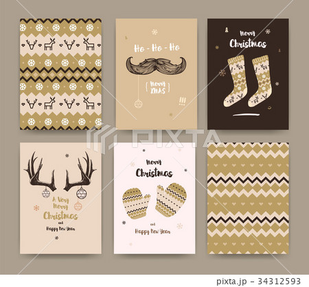 Christmas card set with socks, winter gloves, mus Christmas card set with socks, winter gloves, mus 34312593