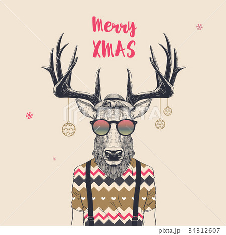 Cool Christmas Deerのイラスト素材
