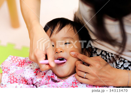 ハミガキする子供 ハミガキする子供 34313470