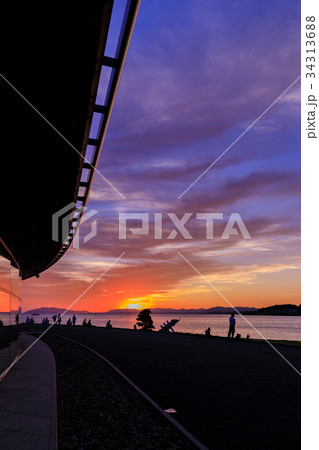 島根県立美術館からの宍道湖の夕日 島根県立美術館からの宍道湖の夕日 34313688