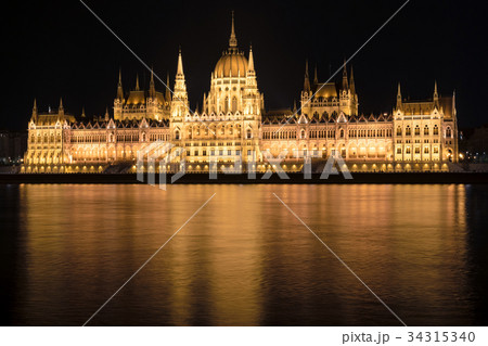 Hungarian Parliament Building at night, Budapest Hungarian Parliament Building at night, Budapest 34315340