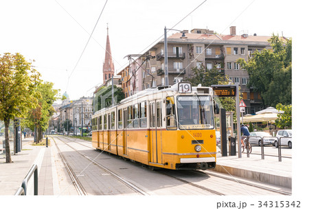 Old tram in Budapest, Hungary 34315342