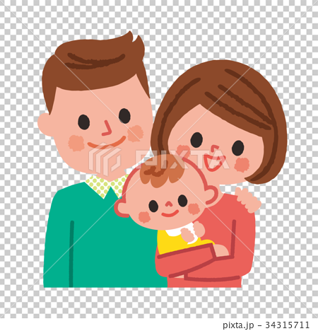 赤ちゃん 3人 家族のイラスト素材