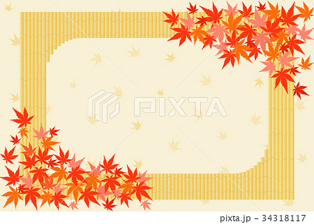 竹垣と彩り紅葉　フレーム 34318117