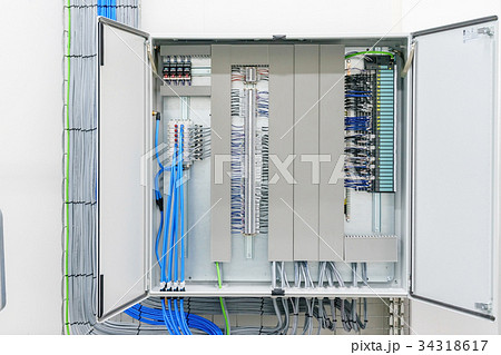electricity distribution box with wires electricity distribution box with wires 34318617