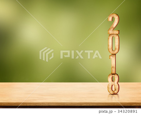 2018 new year number on brown wood table 2018 new year number on brown wood table 34320891