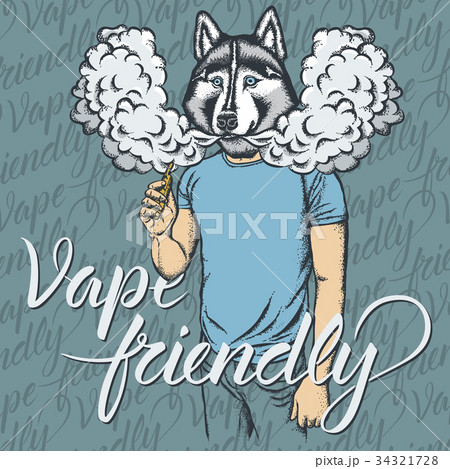 Dog vaping an electronic cigarette Dog vaping an electronic cigarette 34321728