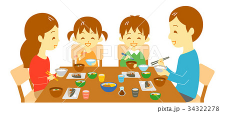 家族 食事 01のイラスト素材