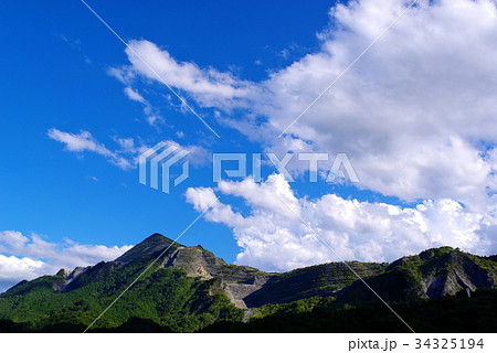 武甲山 飯盛山 北西から　削られて行く山の姿　2017年9月　広角 34325194