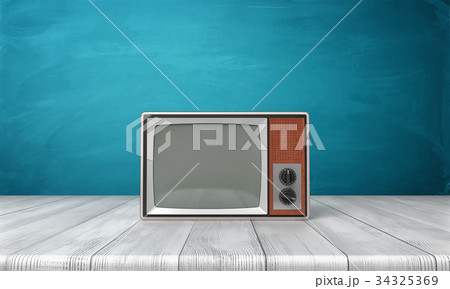 3d rendering of a large old-style CRT TV set in a 34325369