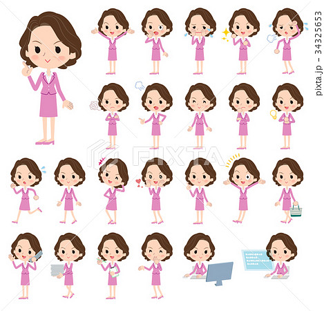 Pink suit business middle aged women_1 Pink suit business middle aged women_1 34325653
