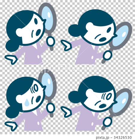 Set of senior women looking into loupe 34326530