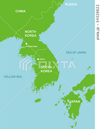 北朝鮮と周辺国地図 英語 のイラスト素材
