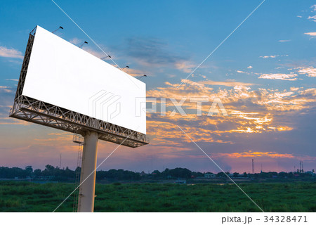 Blank billboard at twilight time for advertisement 34328471