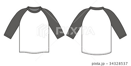 ラグラン半袖tシャツ絵型 黒 のイラスト素材