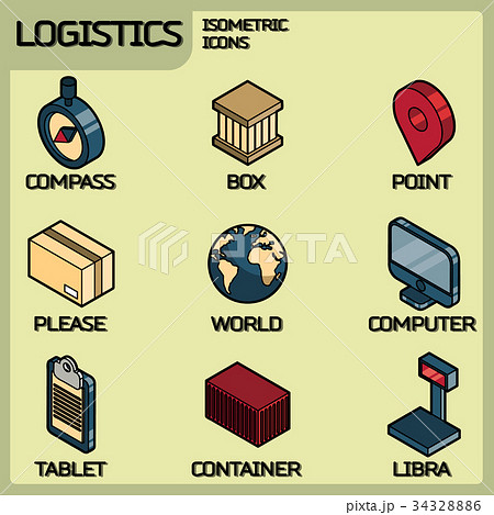 Logistics color outline isometric icons 34328886