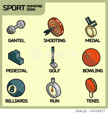 Sport color outline isometric icons 34328977