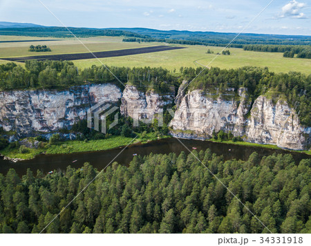 rocky landscape on the river Ai. Aerial view 34331918