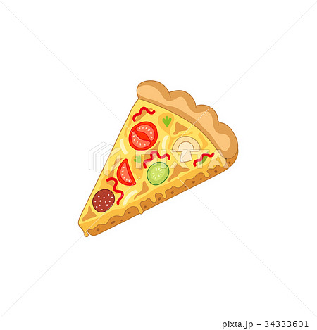 Vector Pizza Slice Flat Isolated Illustrationのイラスト素材