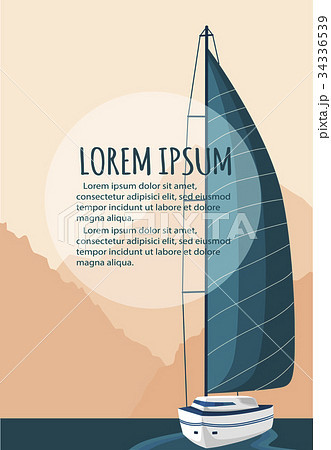 Yacht club flyer design with sail boat 34336539
