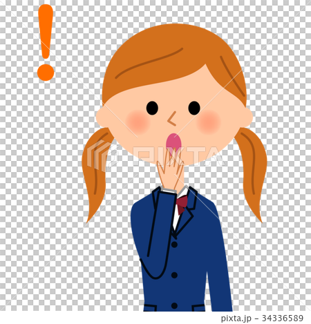 びっくりする女子高生 びっくりする女子高生 34336589