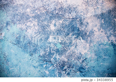 壁 コンクリート 青 レトロ 背景素材の写真素材