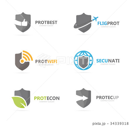 Set of shield logo combination. Security and 34339318