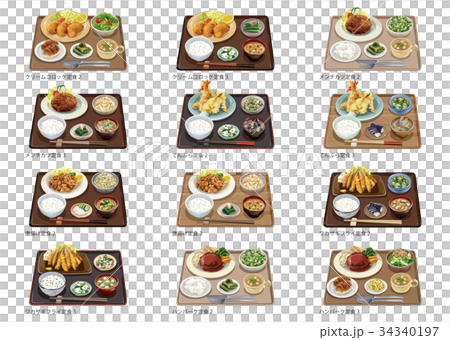 Meat, fried food set meal 3 34340197