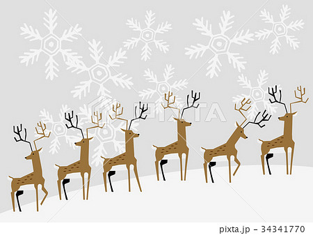 冬の背景 風景 素材 鹿のイラスト素材