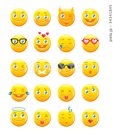 Cute cartoon emoticons. Emoji icons vector set 34341845