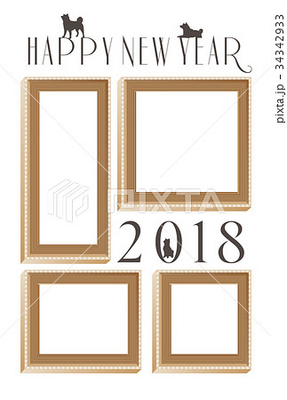2018年 年賀状テンプレート フォトフレーム 木目のイラスト素材 34342933 Pixta