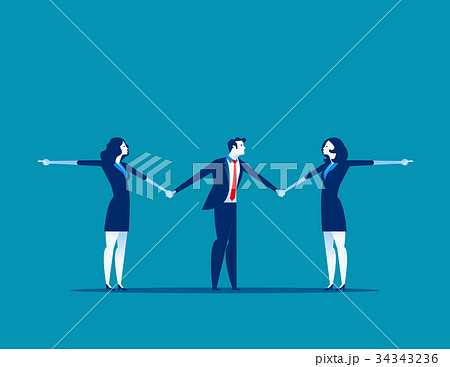 Business people tugging a man. Concept businesss. Business people tugging a man. Concept businesss. 34343236