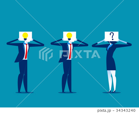 Business people with light bulb and partner. 34343240