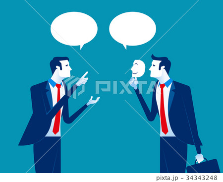 Business person holding a happy mask. Business person holding a happy mask. 34343248